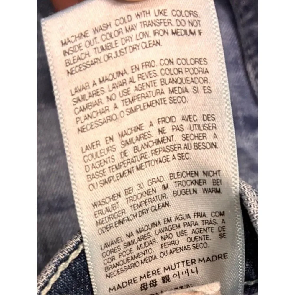 MOTHER The Muse Ankle Jeans 24x28 Blue Hooked Destroyed Stretch Denim EUC